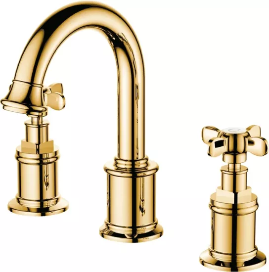 KALE VICTORIAN 3 DELİKLİ LAVABO BATARYASI GOLD 